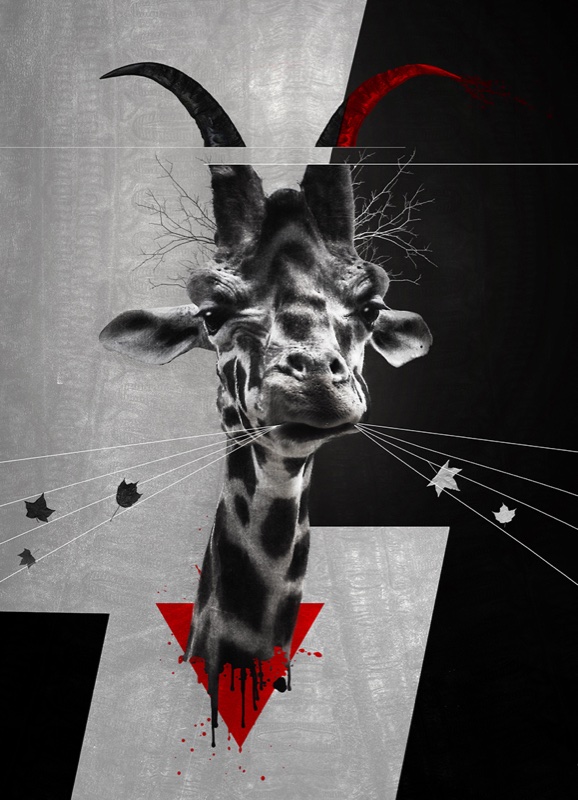 Spooky Giraffe, Kunstwerk von Katja Casper